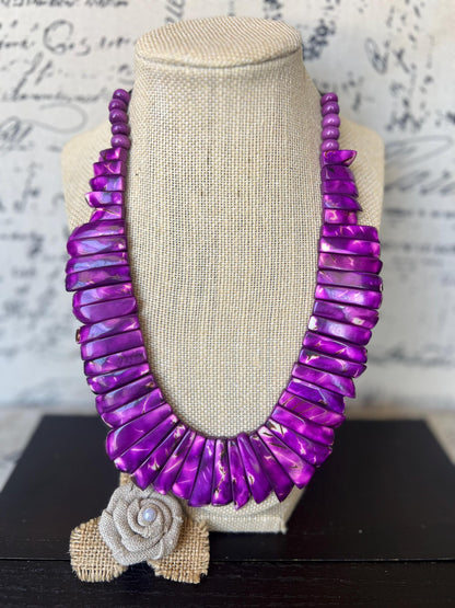 Purple statement necklace Adjustable cord Mothers day gifts Art to wear Spring fashion 2025 Handmade beaded necklace Wearable art
