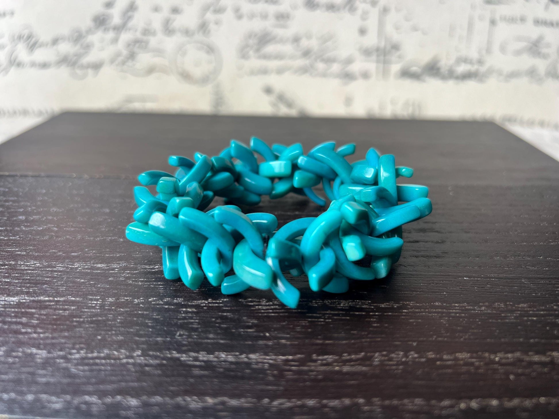Turquoise stretch bracelet Tagua nut jewelry Summer fashion trends Handmade beaded bangle Elastic cuff bracelet Statement beaded jewelry