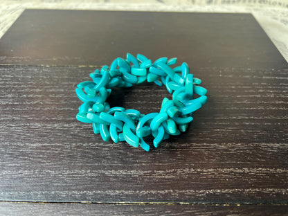 Turquoise stretch bracelet Tagua nut jewelry Summer fashion trends Handmade beaded bangle Elastic cuff bracelet Statement beaded jewelry