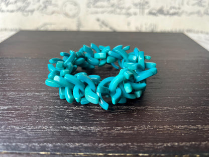 Turquoise stretch bracelet Tagua nut jewelry Summer fashion trends Handmade beaded bangle Elastic cuff bracelet Statement beaded jewelry