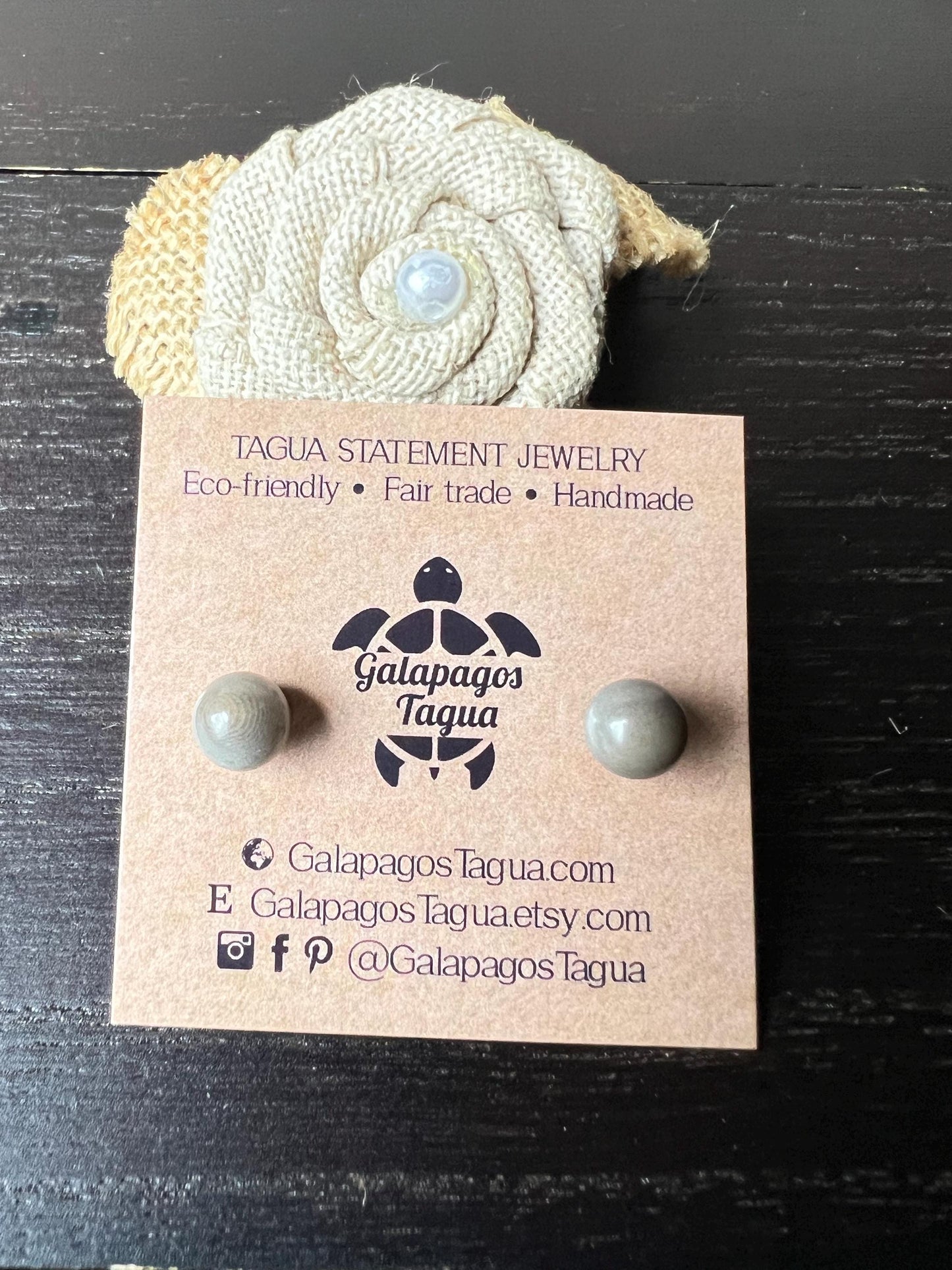 Gray stud earrings Circle handmade button earrings Geometric unusual posts Tagua jewelry Sphere earring Fall fashion trends Cruise wear