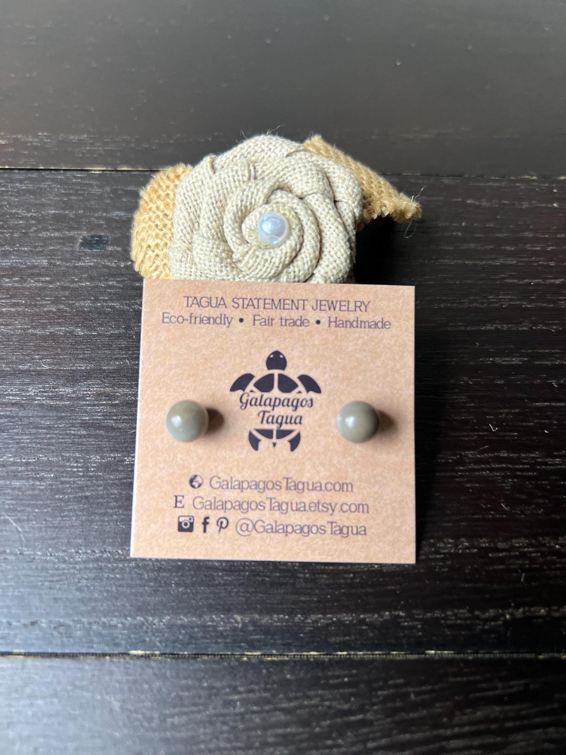 Gray stud earrings Circle handmade button earrings Geometric unusual posts Tagua jewelry Sphere earring Fall fashion trends Cruise wear