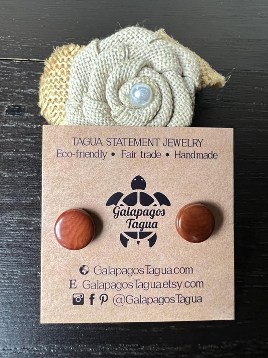Brown stud earrings Round beaded earrings Tagua jewelry Geometric post Summer fashion style Cute colorful earrings Art to wear Beach fashion