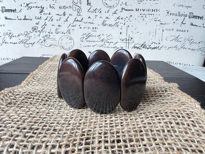 Dark brown geometric bracelet Big oval square beads Tagua nut jewelry Beaded stretch bracelets for women Wide cuff bracelet Summer fashion