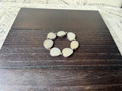 Gray fashion bracelet Tagua jewelry Beaded stretch bracelets for women Statement bangle Wearable art Christmas gifts