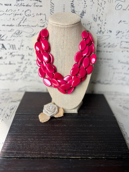 Red beaded necklace Tagua jewelry Statement necklace for women chunky Christmas gifts Wearable art Multi layer necklace Big bold bib
