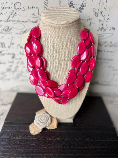 Red beaded necklace Tagua jewelry Statement necklace for women chunky Christmas gifts Wearable art Multi layer necklace Big bold bib