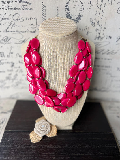 Red beaded necklace Tagua jewelry Statement necklace for women chunky Christmas gifts Wearable art Multi layer necklace Big bold bib