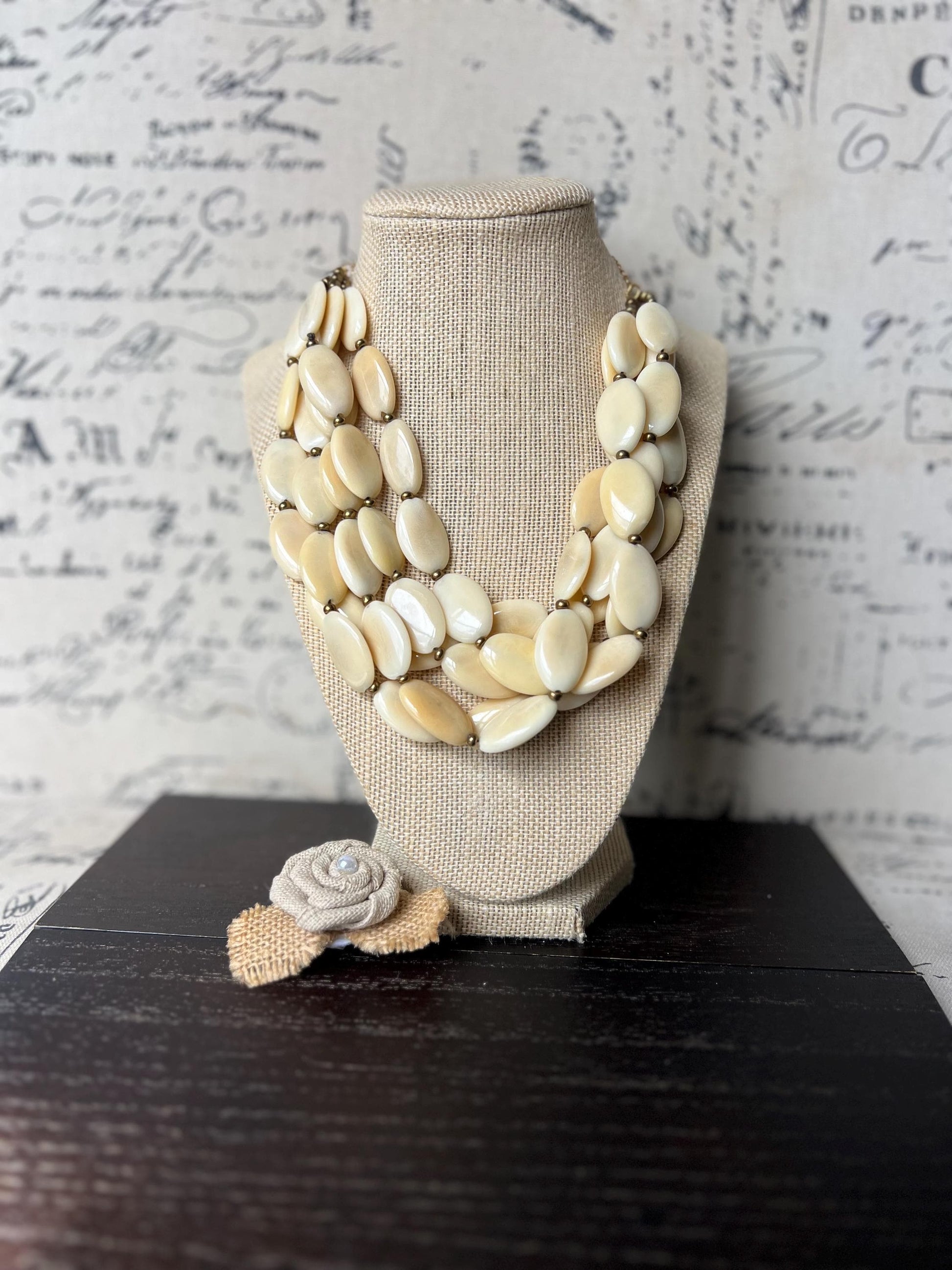 Ivory white fashion necklace Statement beaded necklace for women Tagua nut necklace Wearable art 14 year wedding anniversary gifts for wife