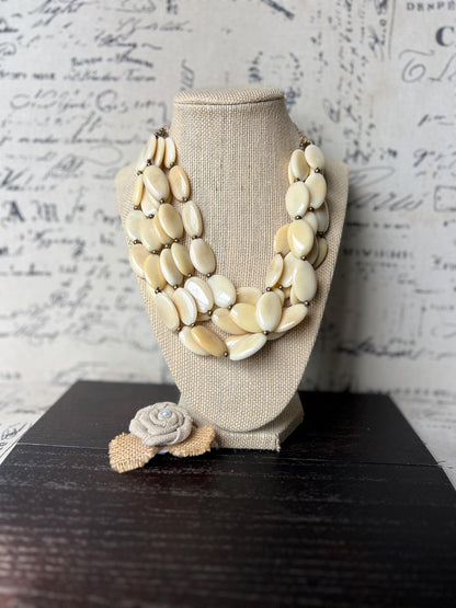 Ivory white fashion necklace Statement beaded necklace for women Tagua nut necklace Wearable art 14 year wedding anniversary gifts for wife