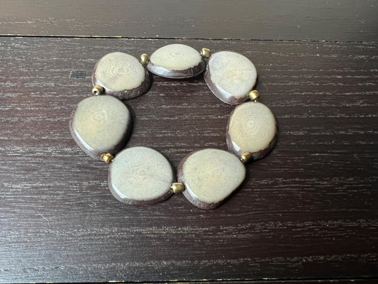 Gray fashion bracelet Tagua jewelry Beaded stretch bracelets for women Statement bangle Wearable art Christmas gifts