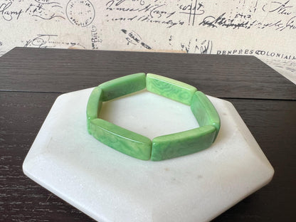 Green beaded bracelet Elastic stretch bangle Tagua nut jewelry Adjustable bracelet Artsy gifts Stocking stuffers