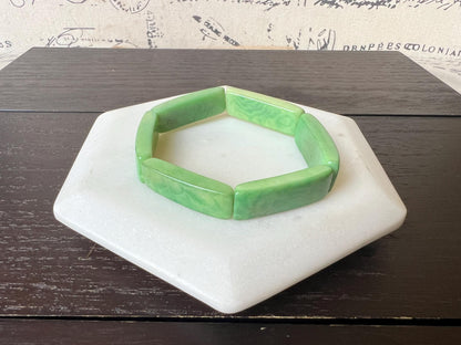 Green beaded bracelet Elastic stretch bangle Tagua nut jewelry Adjustable bracelet Artsy gifts Stocking stuffers