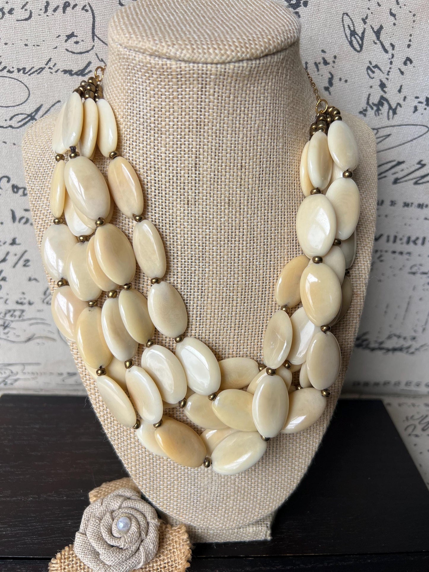 Ivory white fashion necklace Statement beaded necklace for women Tagua nut necklace Wearable art 14 year wedding anniversary gifts for wife