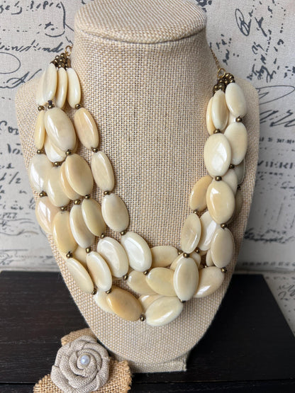 Ivory white fashion necklace Statement beaded necklace for women Tagua nut necklace Wearable art 14 year wedding anniversary gifts for wife