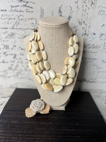 Ivory white fashion necklace Statement beaded necklace for women Tagua nut necklace Wearable art 14 year wedding anniversary gifts for wife