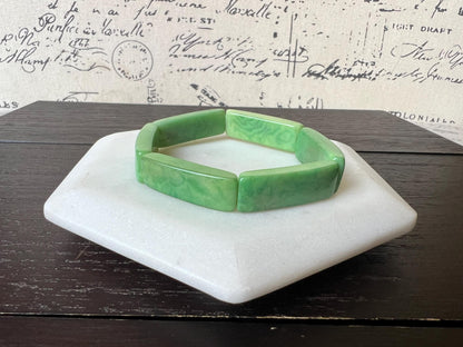 Green beaded bracelet Elastic stretch bangle Tagua nut jewelry Adjustable bracelet Artsy gifts Stocking stuffers