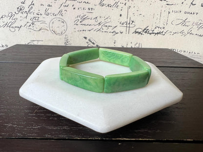 Green beaded bracelet Elastic stretch bangle Tagua nut jewelry Adjustable bracelet Artsy gifts Stocking stuffers