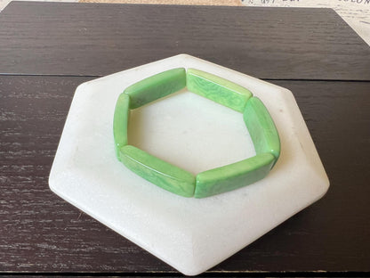 Green beaded bracelet Elastic stretch bangle Tagua nut jewelry Adjustable bracelet Artsy gifts Stocking stuffers