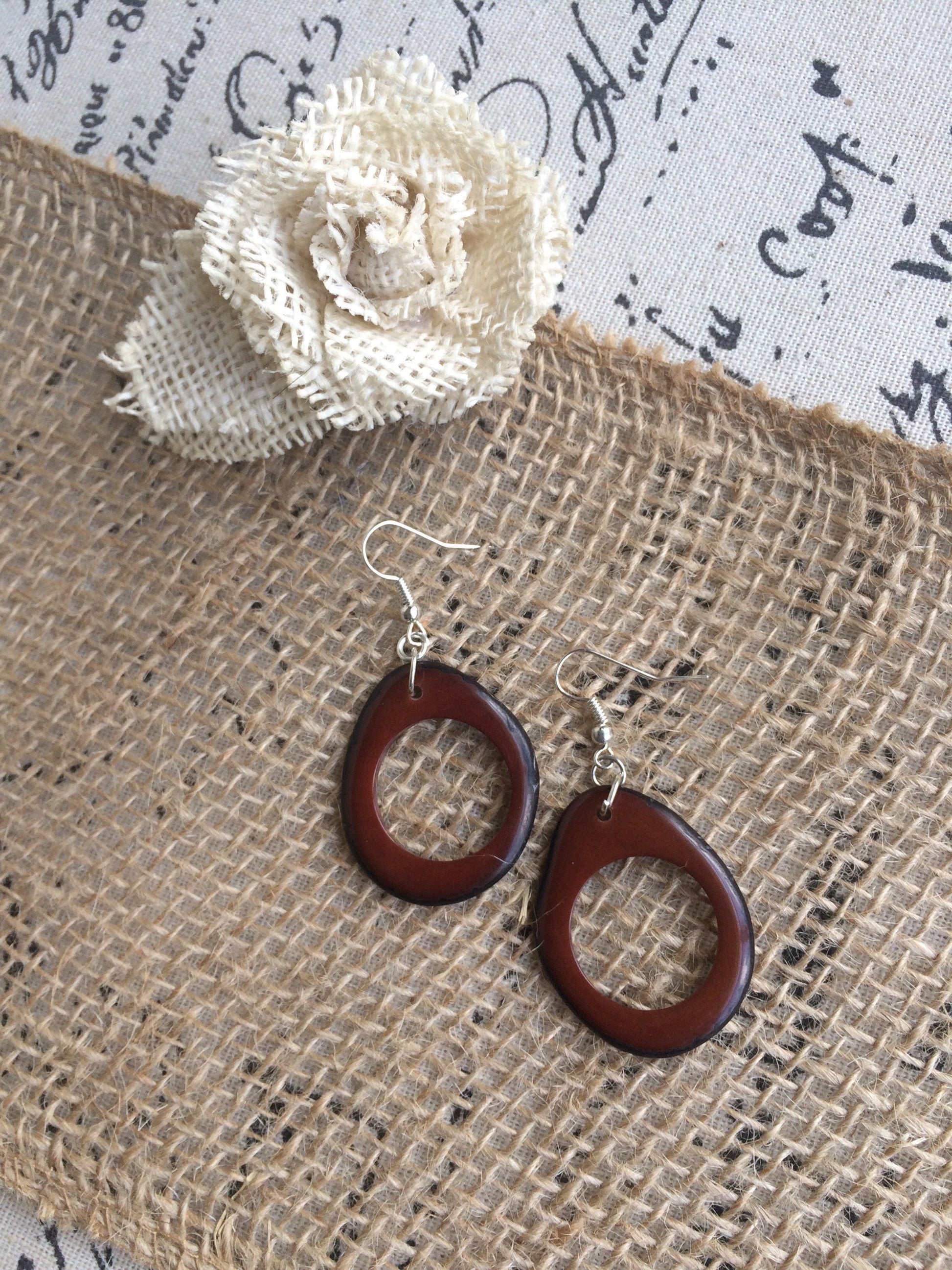 Brown hoop earrings Tagua earrings Dangle statement earrings Huge oversized beads Bridesmaids earrings Unusual jewelry Big drops For Summer