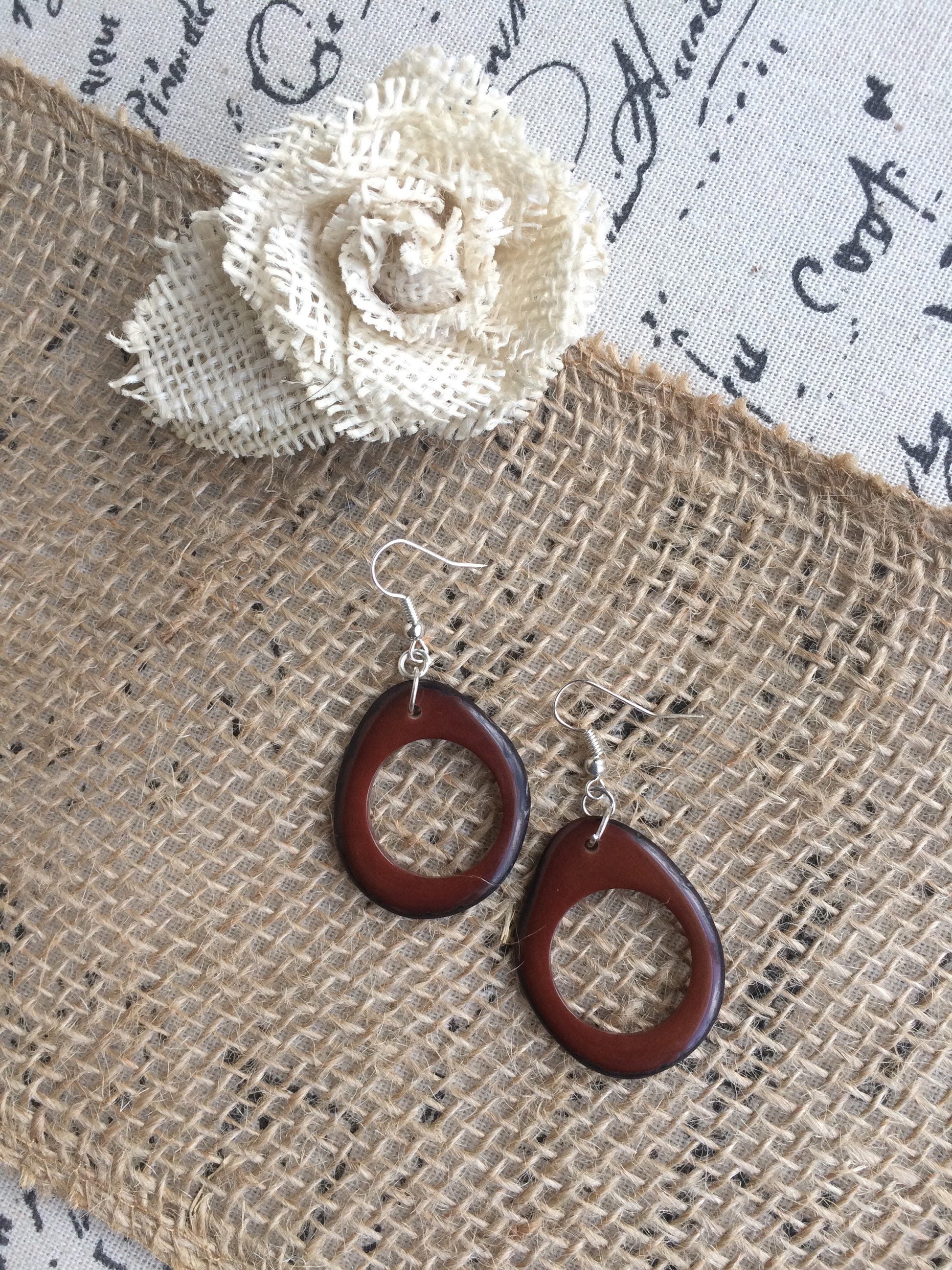 Brown hoop earrings Tagua earrings Dangle statement earrings Huge oversized beads Bridesmaids earrings Unusual jewelry Big drops For Summer