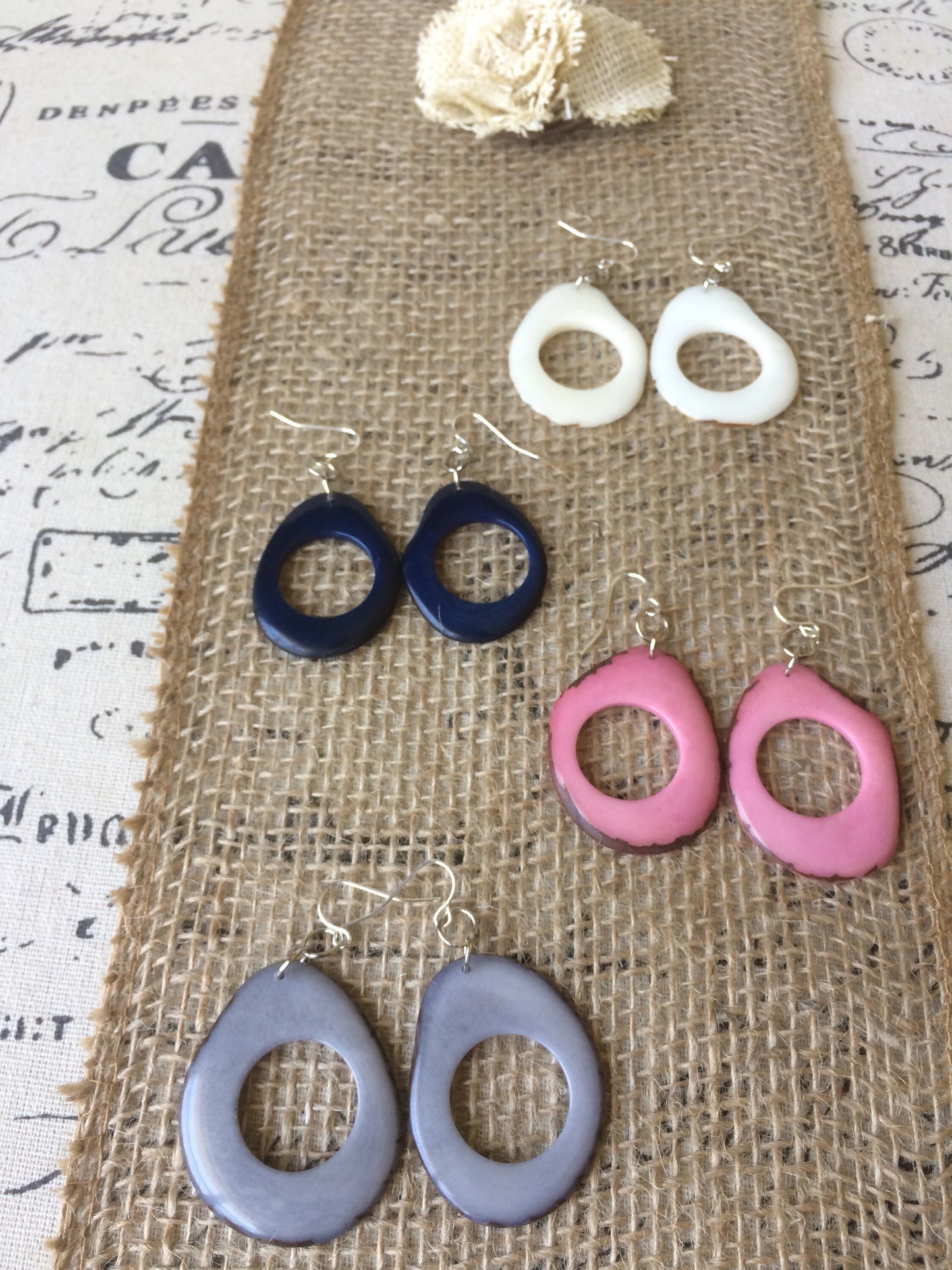 Tagua earrings Pink statement earring Cutout dangles Boho earrings Xmas trendy fashion Handmade in Ecuador Big mod drops Stocking stuffers
