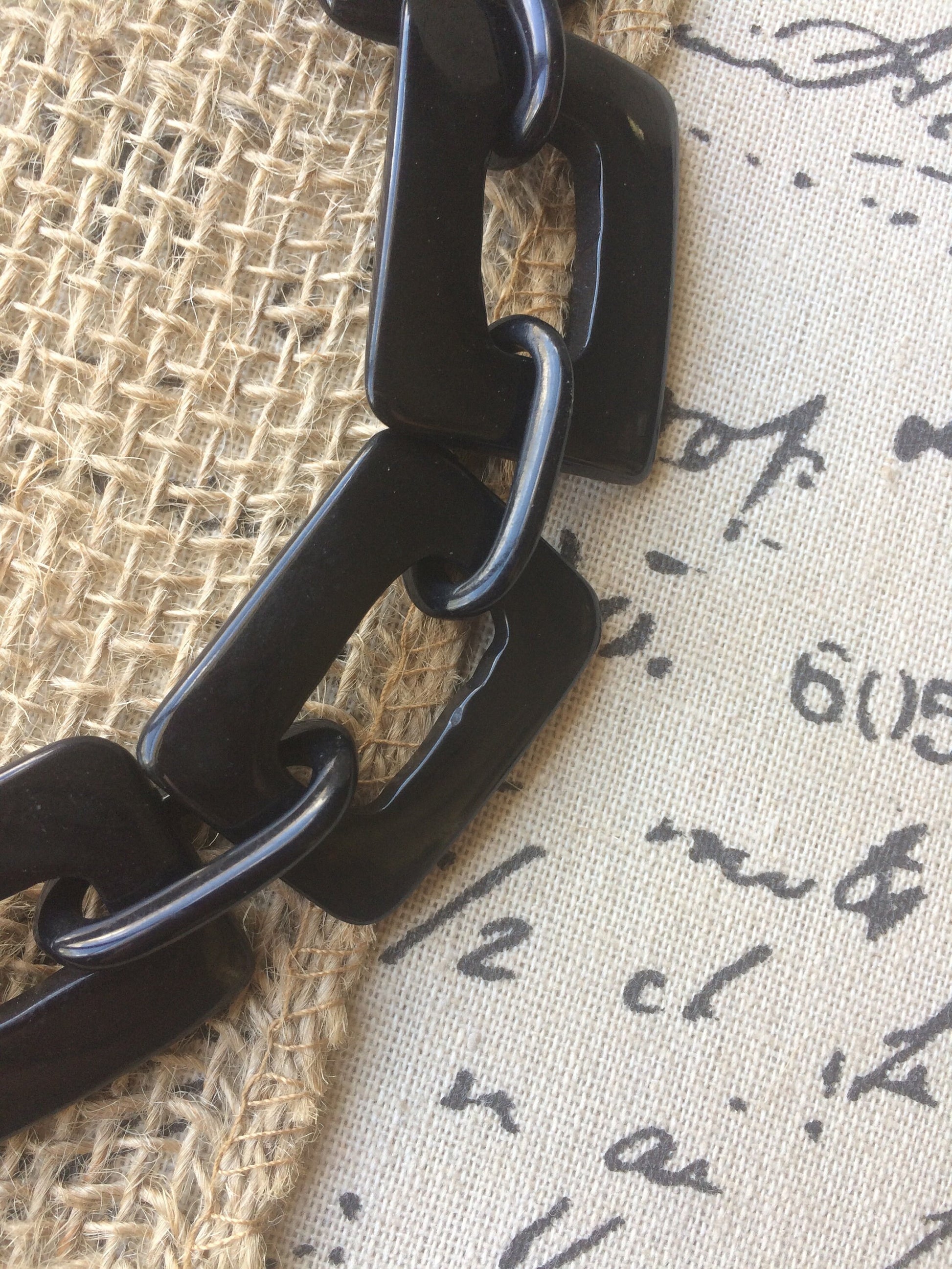 Black chunky chain link necklace Tagua nut jewelry Oversized beads Geometric statement necklace Adjustable Fall fashion trends