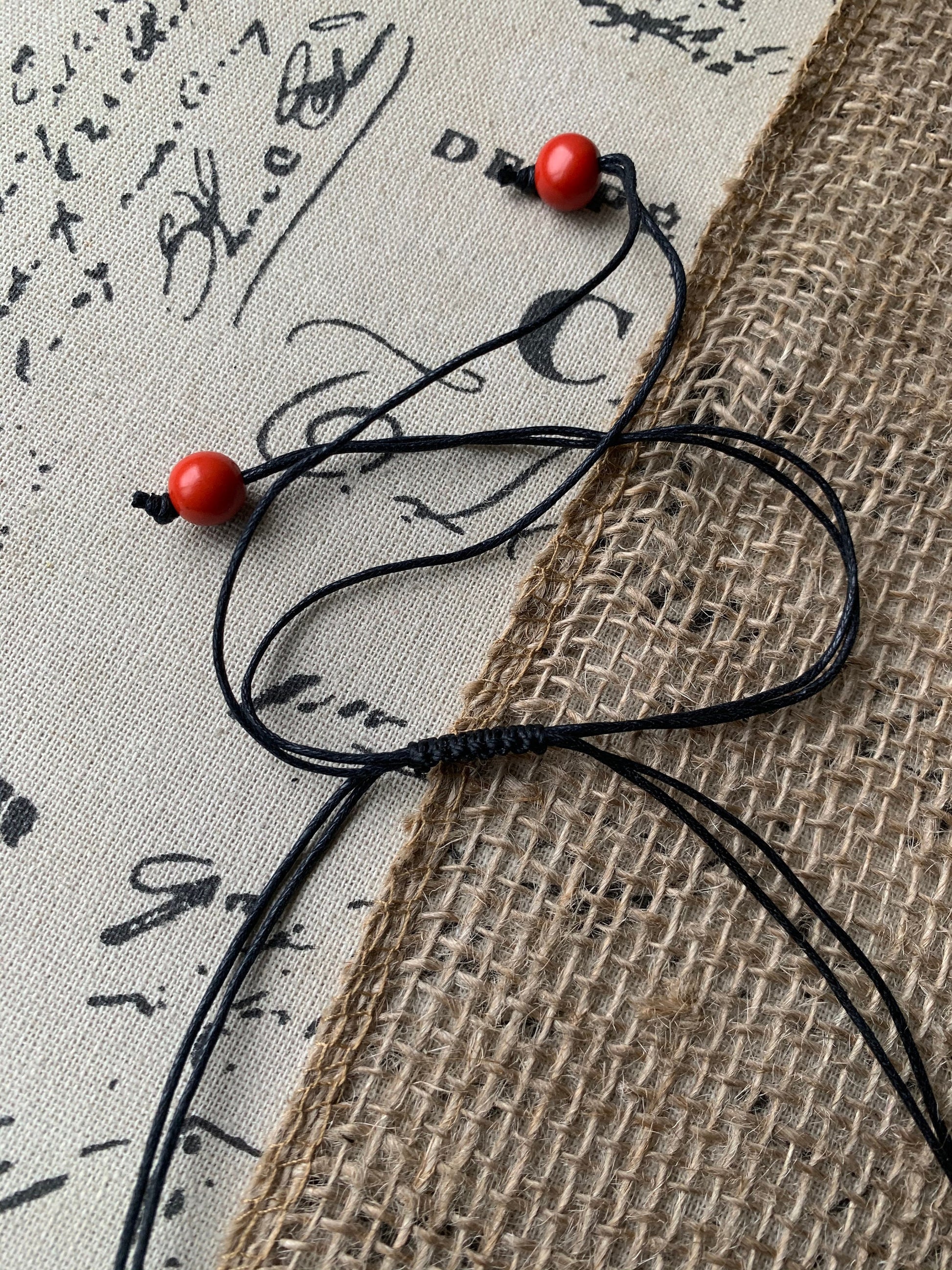 Burnt orange simple beaded necklace Fall fashion jewelry Tagua necklace Handmade with adjustable strap Unusual collar Single one strand