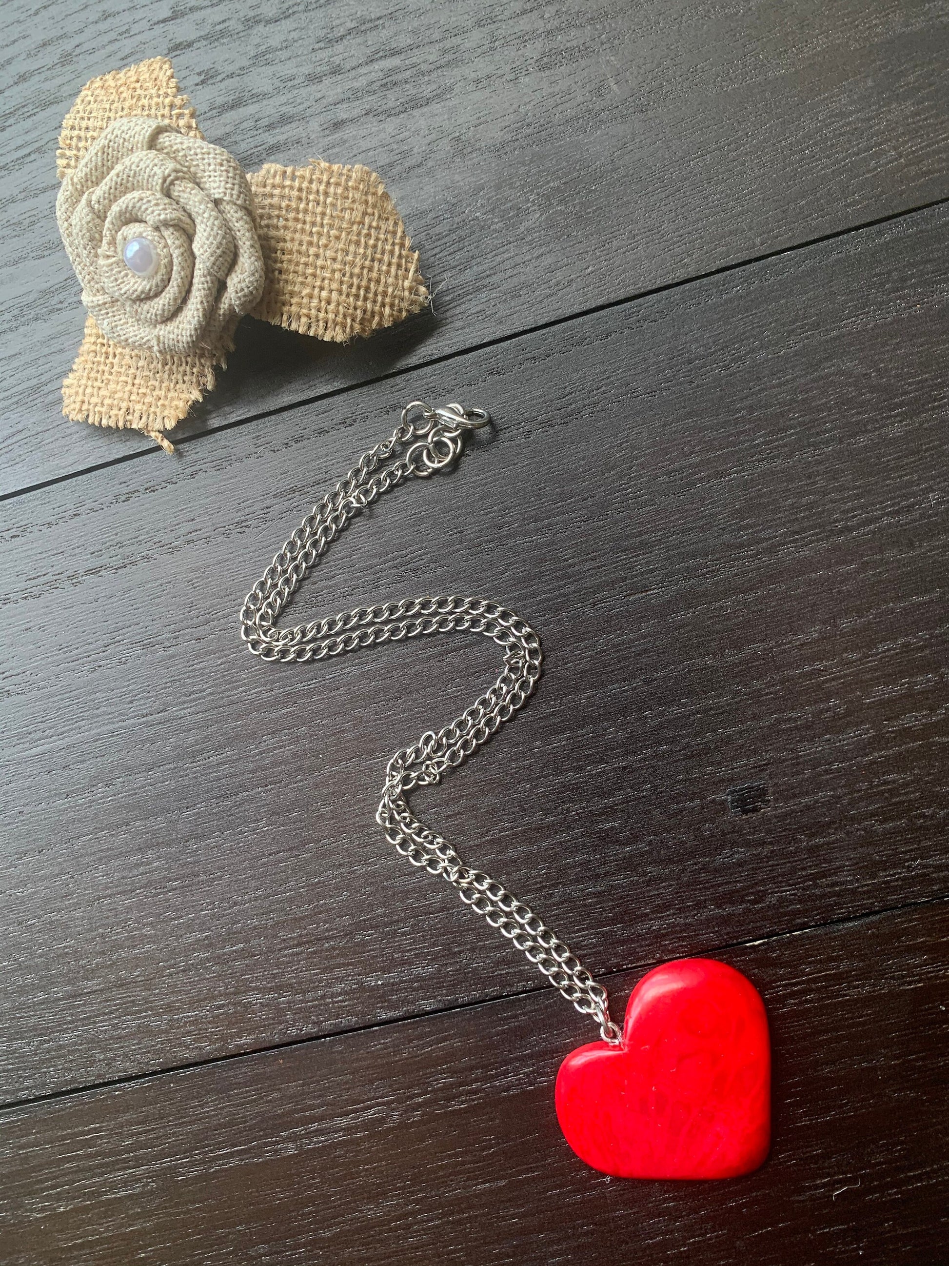 Red heart pendant Anniversary gift for wife Necklace Love jewelry Minimalist necklace Birthday gifts under 20 Unusual Romantic present