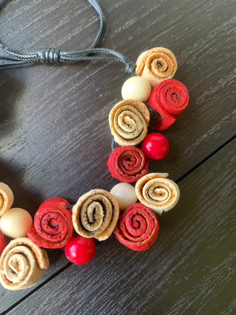 Rose Bracelet Anniversary present Floral Jewelry White and red adjustable bangle Artisan handmade Spring fashion trends Mother's day gifts