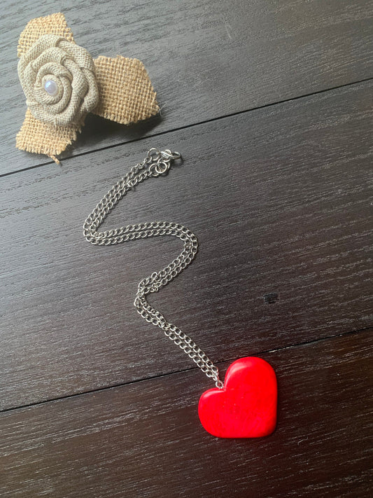 Red heart pendant Anniversary gift for wife Necklace Love jewelry Minimalist necklace Birthday gifts under 20 Unusual Romantic present
