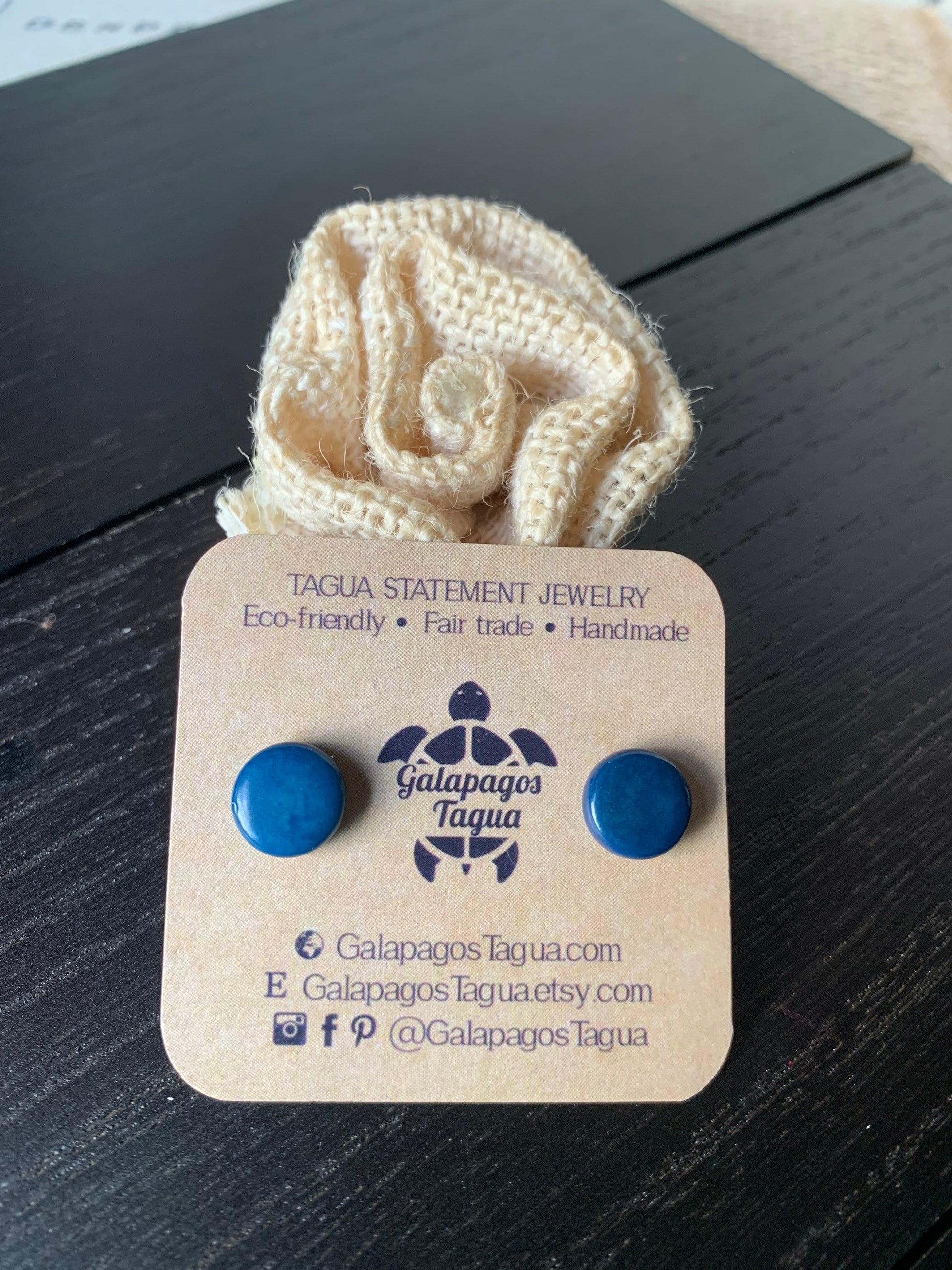 Blue stud earrings Round beaded earrings Tagua jewelry Geometric post Summer fashion trends Mothers day gifts under 10 Summer fashion trend