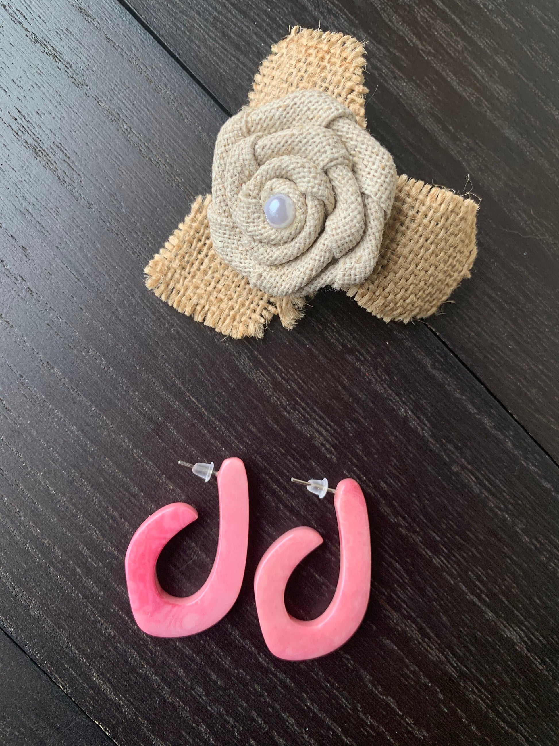 Pink statement earrings Tagua laser cut earrings Lightweight hoop earring Anniversary gift for wife Fall fashion trends Stocking stuffers