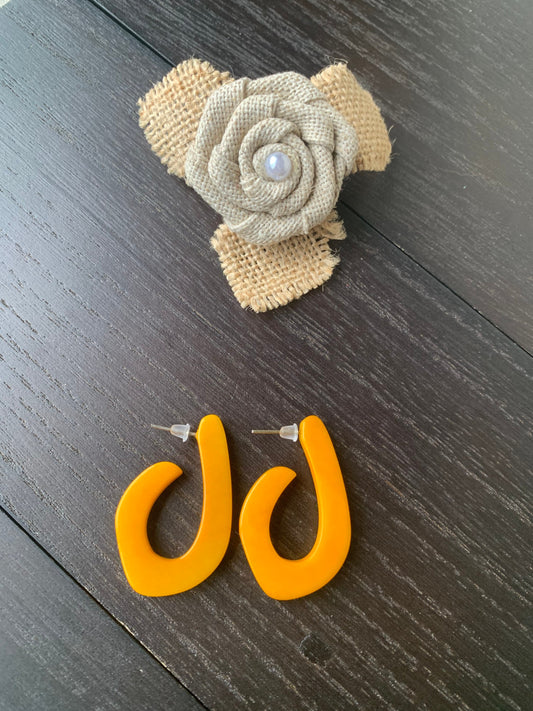 Mustard yellow statement earrings Tagua laser cut hoops Anniversary gift Birthday present Summer fashion trends Resort wear Beach style
