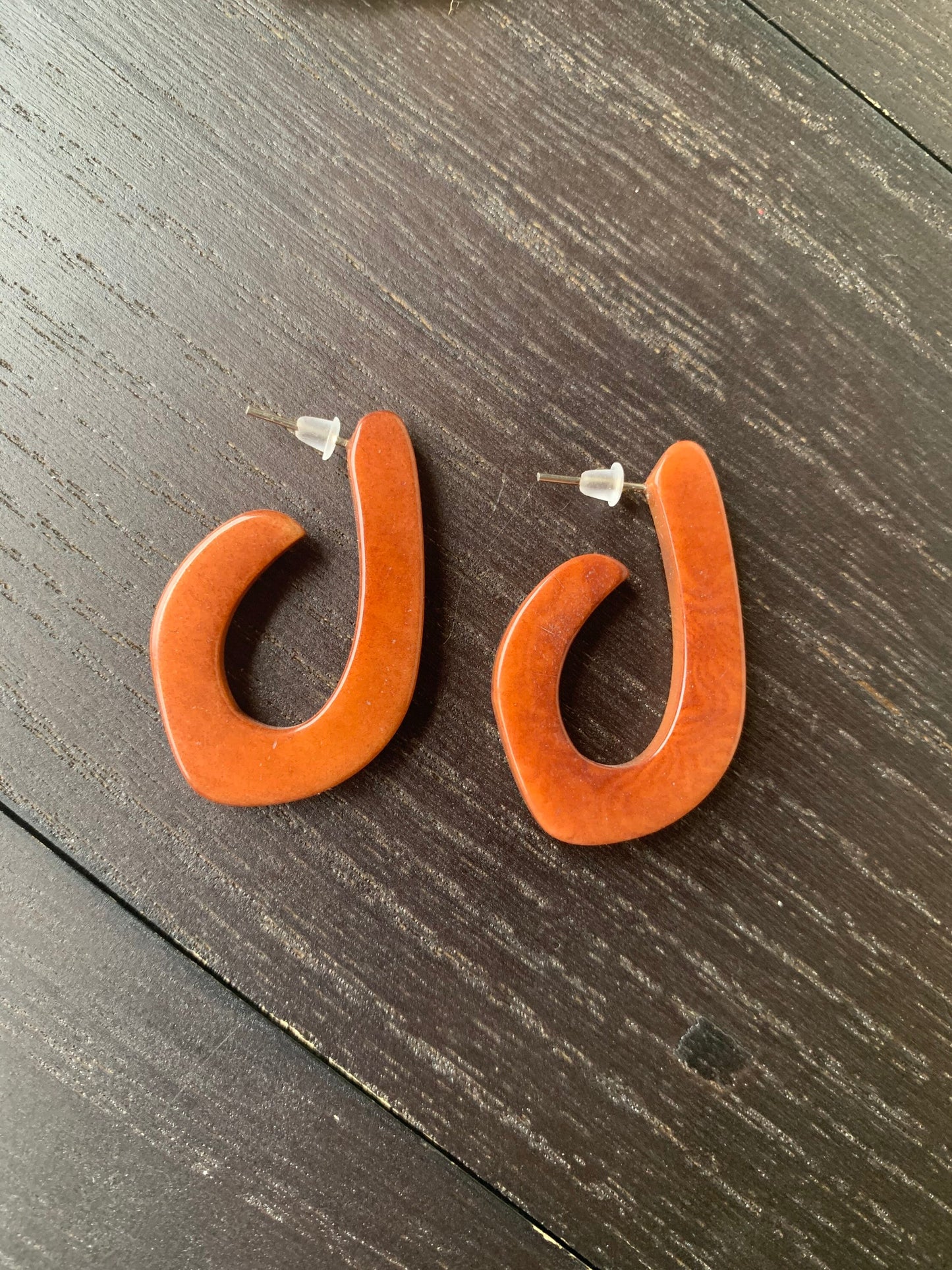 Brown statement earrings Spring fashion style Tagua laser cut earrings Lightweight hoop earrings Anniversary gift for wife Beach trends