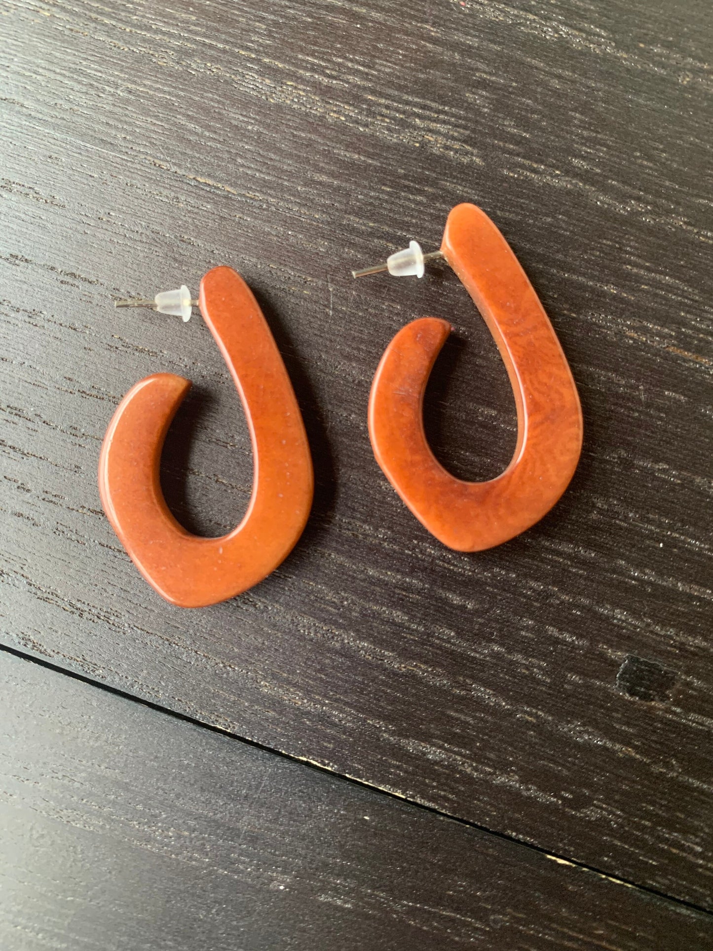 Brown statement earrings Spring fashion style Tagua laser cut earrings Lightweight hoop earrings Anniversary gift for wife Beach trends