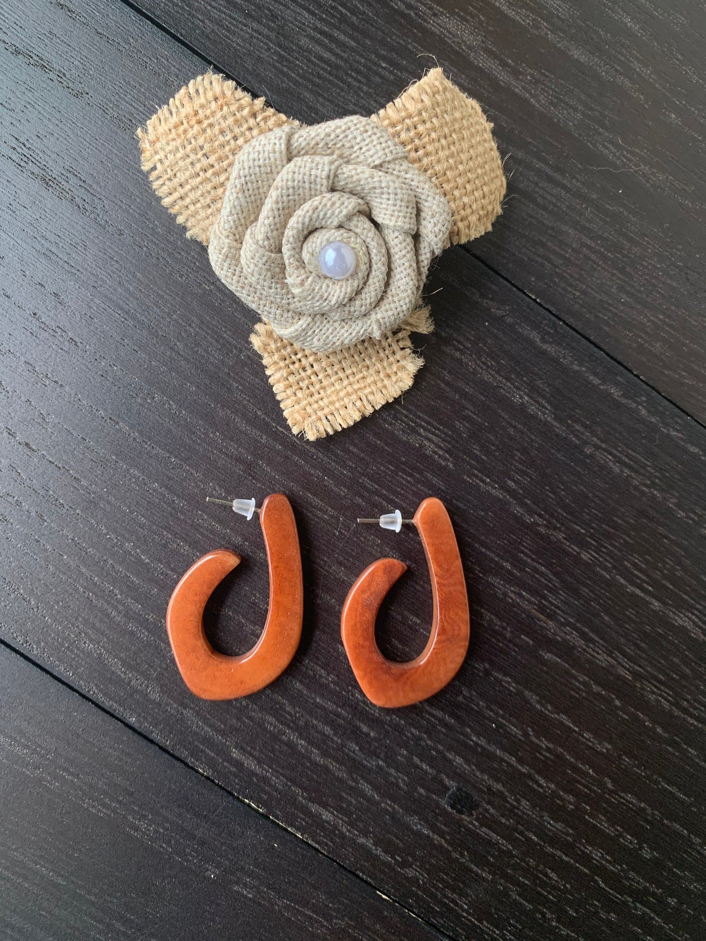Brown statement earrings Spring fashion style Tagua laser cut earrings Lightweight hoop earrings Anniversary gift for wife Beach trends