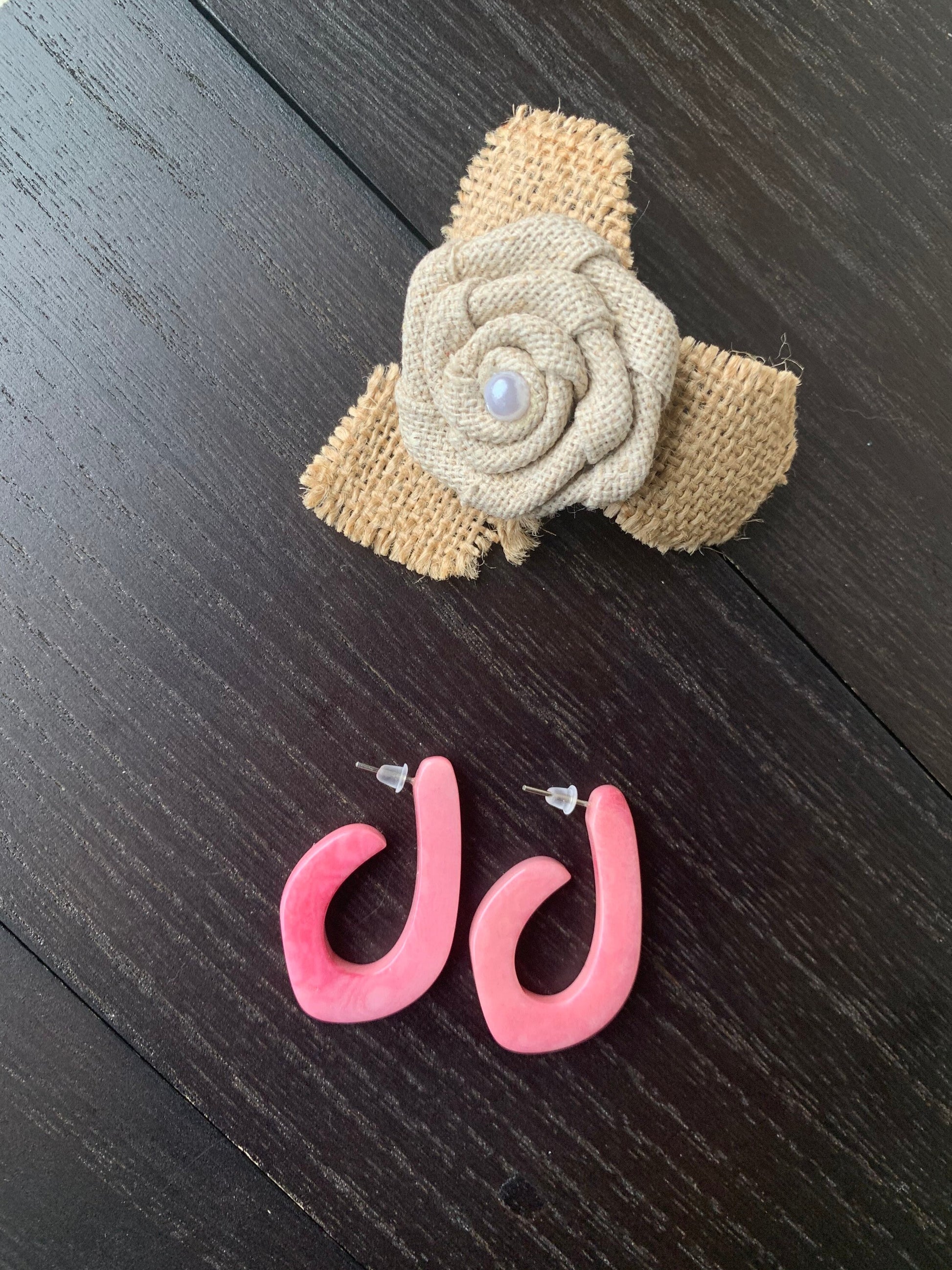 Pink statement earrings Tagua laser cut earrings Lightweight hoop earring Anniversary gift for wife Fall fashion trends Stocking stuffers