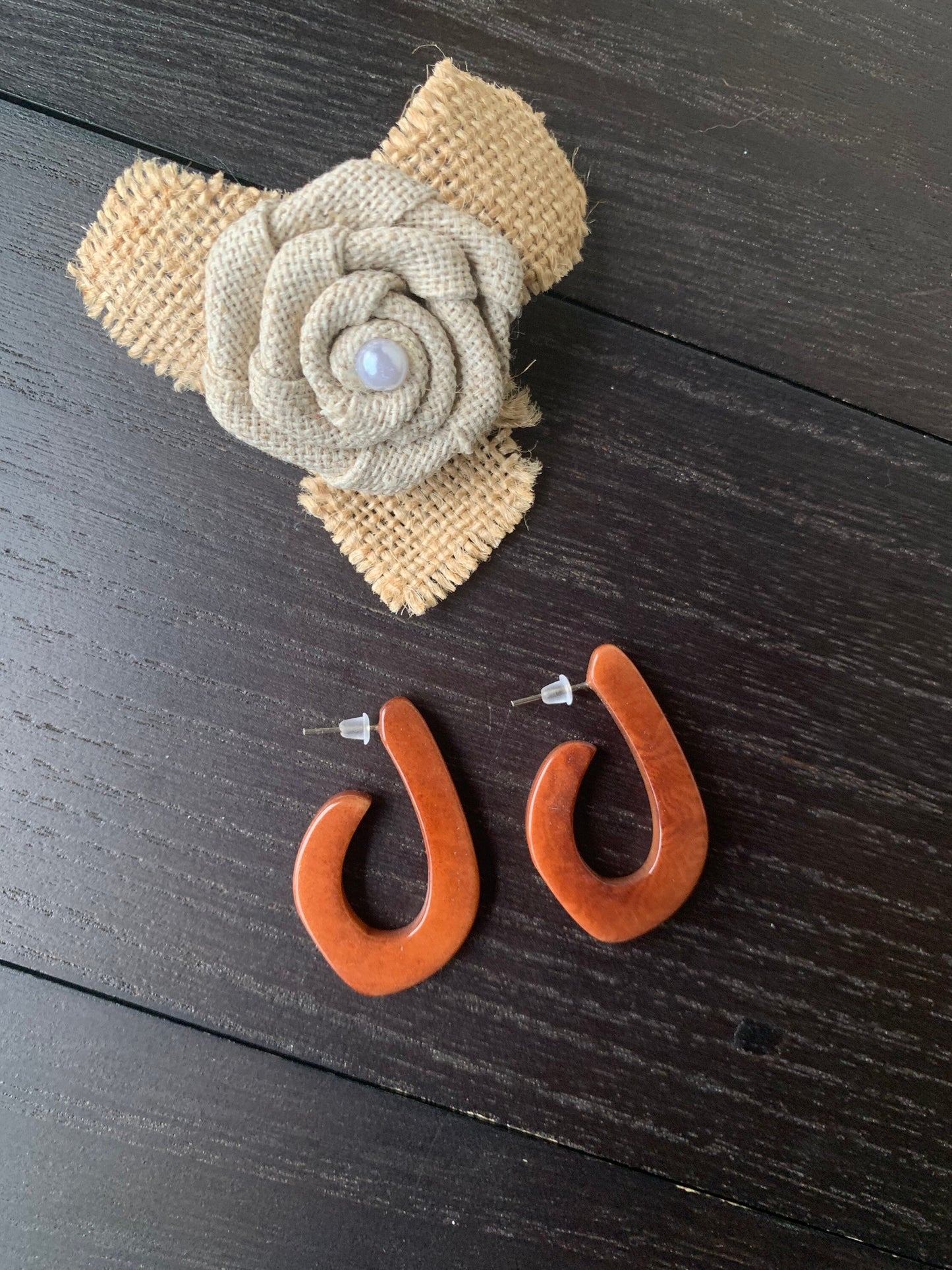 Brown statement earrings Spring fashion style Tagua laser cut earrings Lightweight hoop earrings Anniversary gift for wife Beach trends