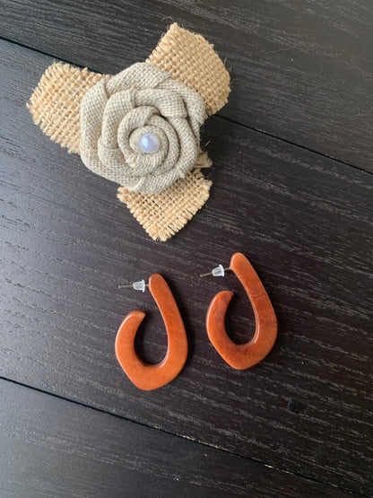 Brown statement earrings Spring fashion style Tagua laser cut earrings Lightweight hoop earrings Anniversary gift for wife Beach trends