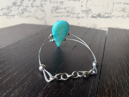 Turquoise adjustable bracelet Christmas gifts under 20 Tagua nut jewelry Teardrop beaded bangle Winter fashion trends Lightweight Organic