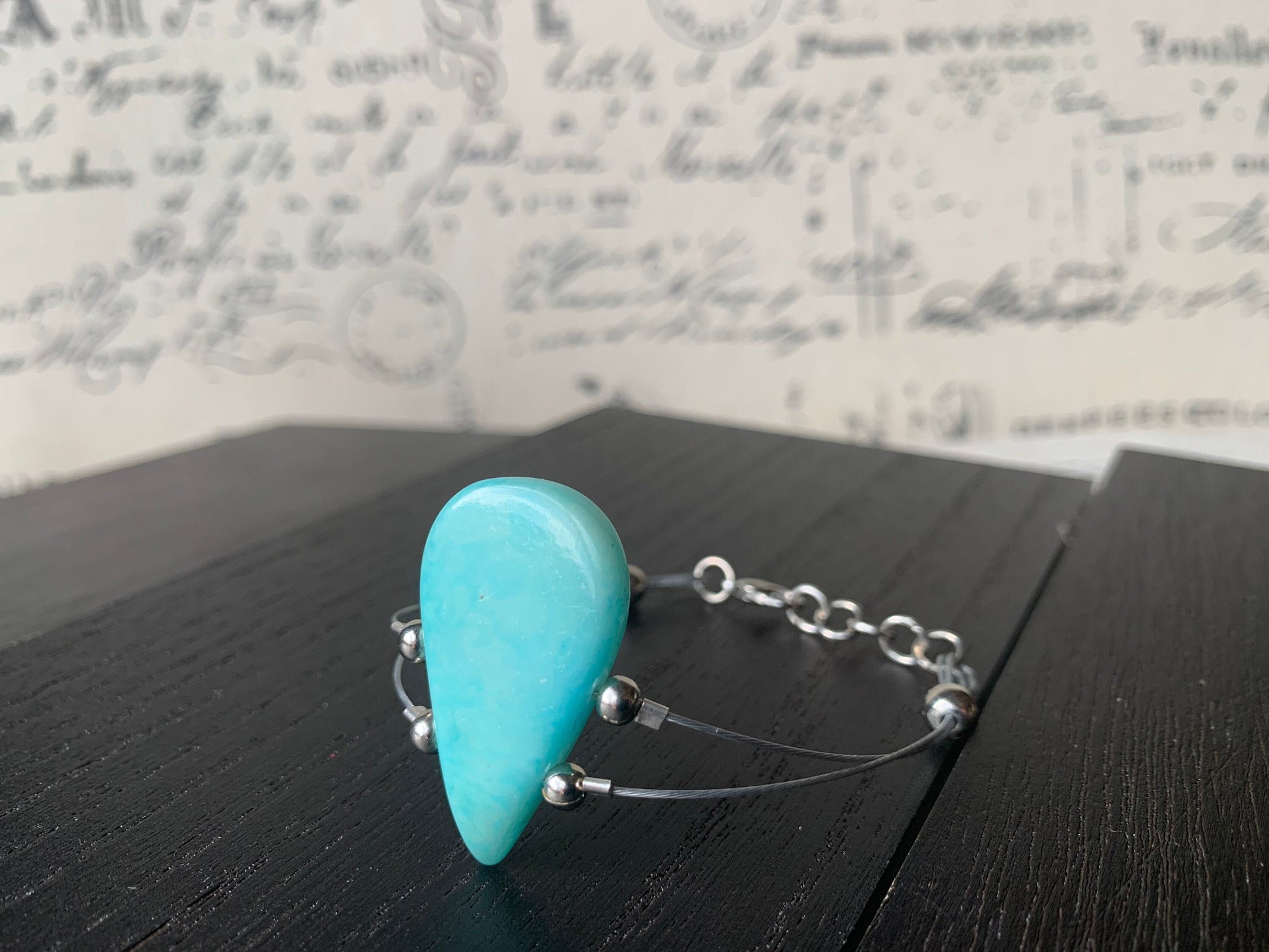 Turquoise adjustable bracelet Christmas gifts under 20 Tagua nut jewelry Teardrop beaded bangle Winter fashion trends Lightweight Organic