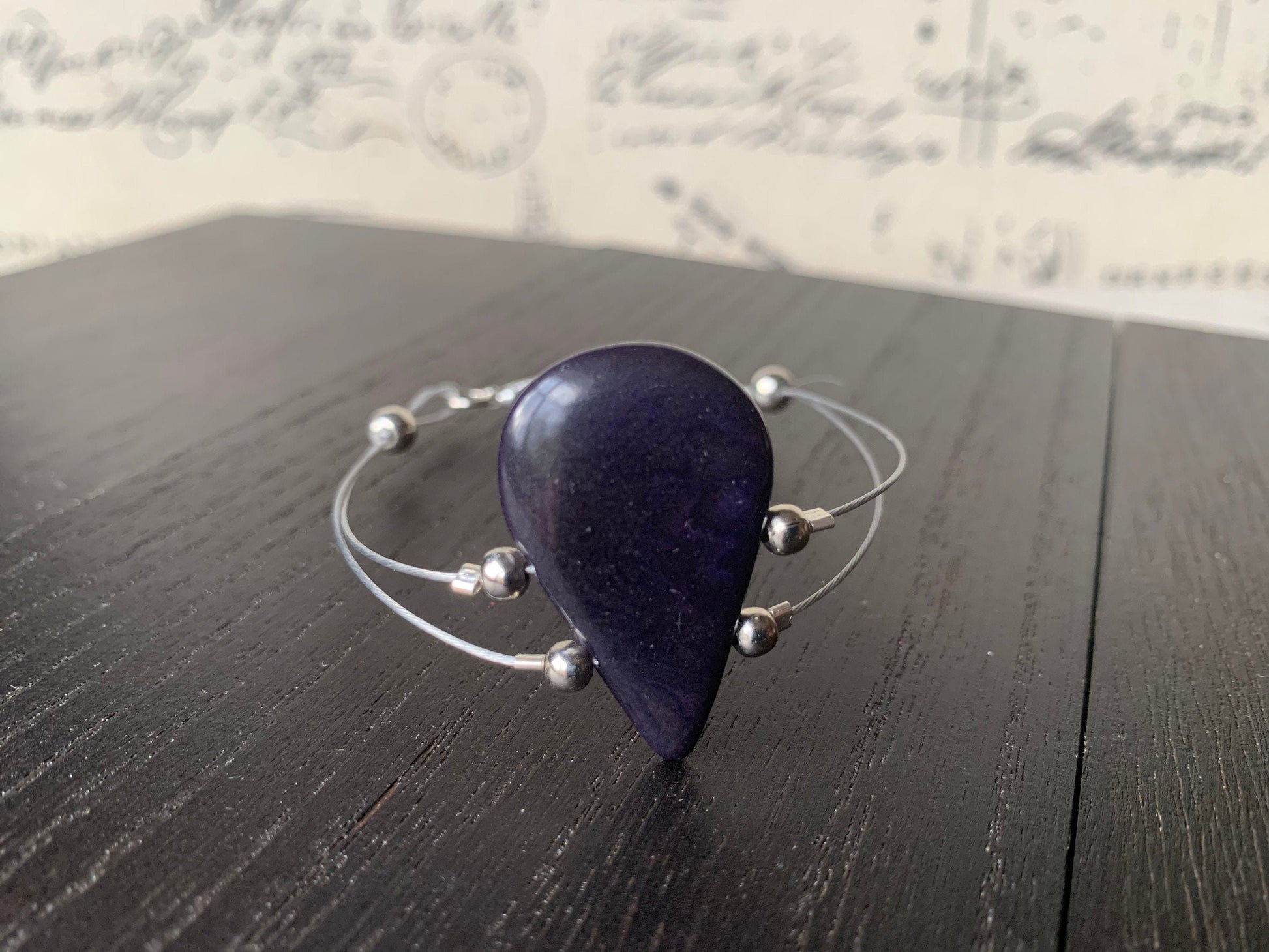 Purple adjustable Bracelet Tagua nut jewelry Teardrop statement bangle Mother's day gifts under 20 Spring fashion trends Cruise style