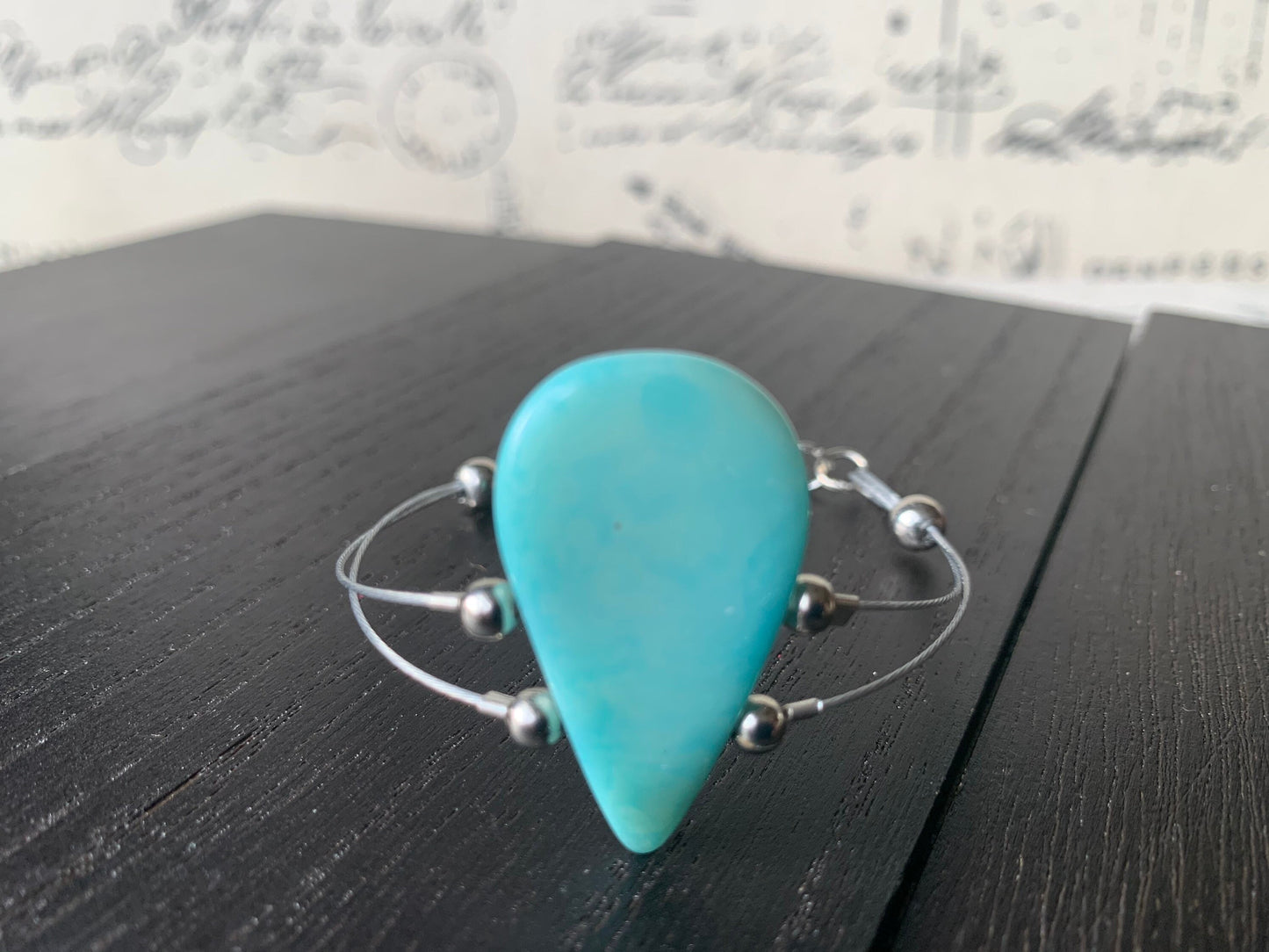 Turquoise adjustable bracelet Christmas gifts under 20 Tagua nut jewelry Teardrop beaded bangle Winter fashion trends Lightweight Organic