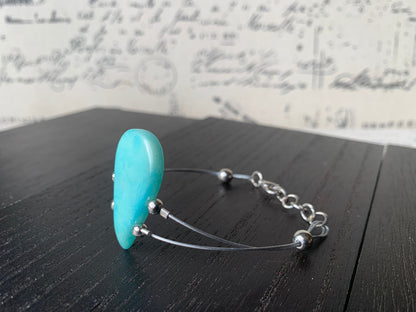 Turquoise adjustable bracelet Christmas gifts under 20 Tagua nut jewelry Teardrop beaded bangle Winter fashion trends Lightweight Organic