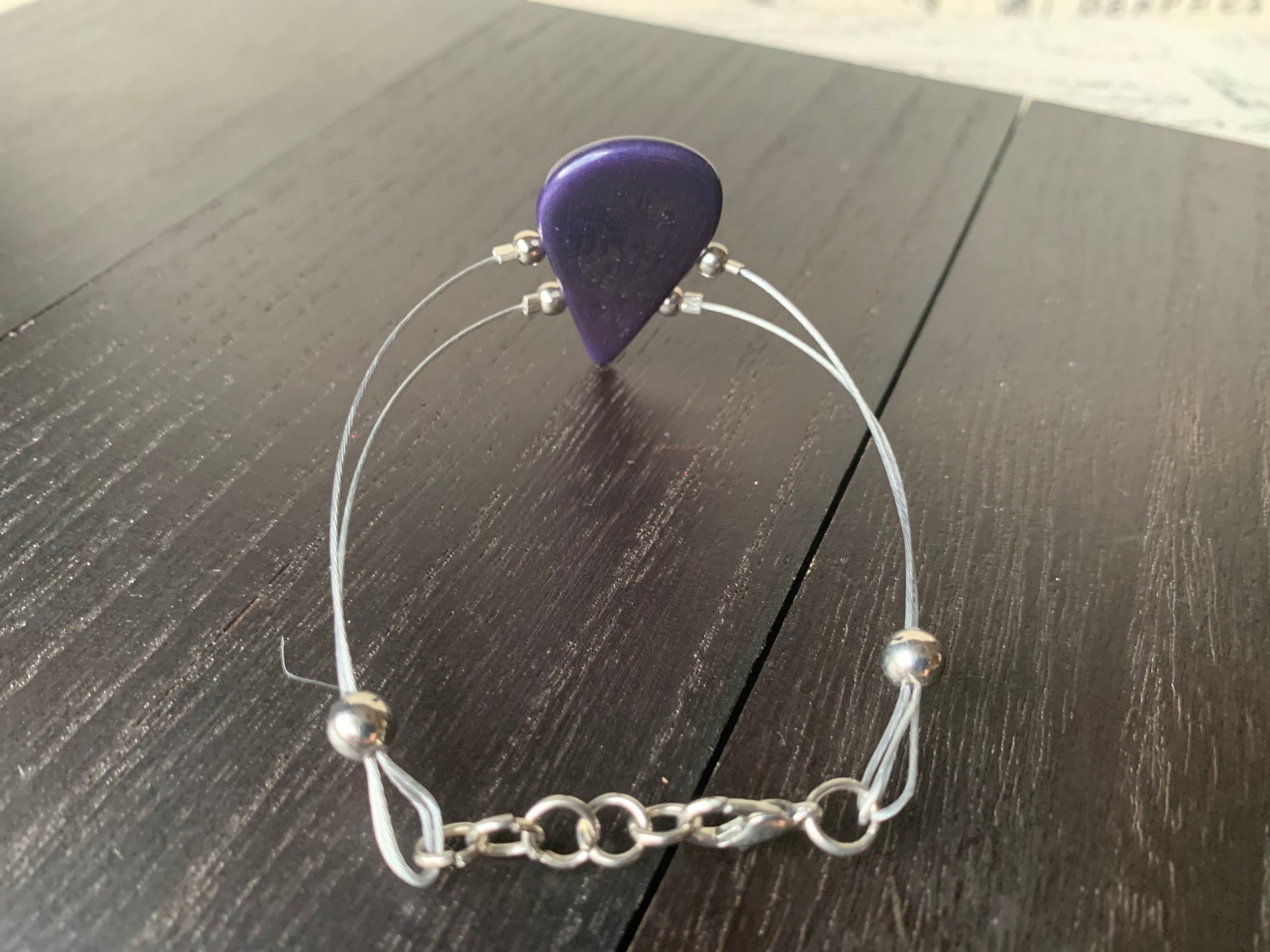Purple adjustable Bracelet Tagua nut jewelry Teardrop statement bangle Mother's day gifts under 20 Spring fashion trends Cruise style