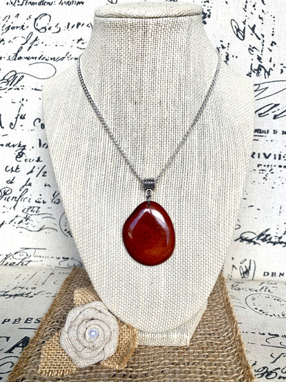Brown Tagua pendant Autumn outfit style gifts under 10 Fashion jewelry Handmade beaded pendant NO chain Fall trendy fashion Cruise style