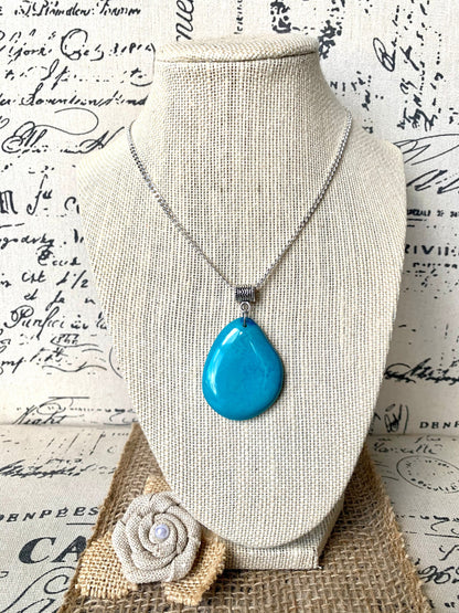 Turquoise blue Tagua pendant Mothers day gift under 10 Fashion jewelry Handmade beaded pendant NO chain Artisan handmade in Ecuador