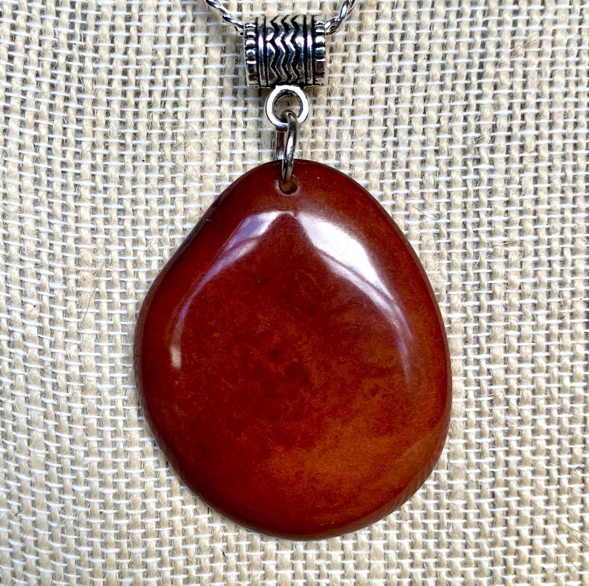 Brown Tagua pendant Autumn outfit style gifts under 10 Fashion jewelry Handmade beaded pendant NO chain Fall trendy fashion Cruise style