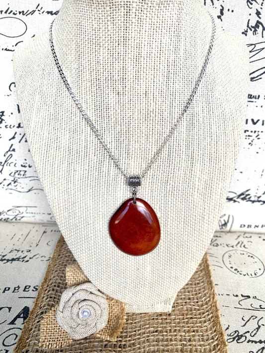 Brown Tagua pendant Autumn outfit style gifts under 10 Fashion jewelry Handmade beaded pendant NO chain Fall trendy fashion Cruise style